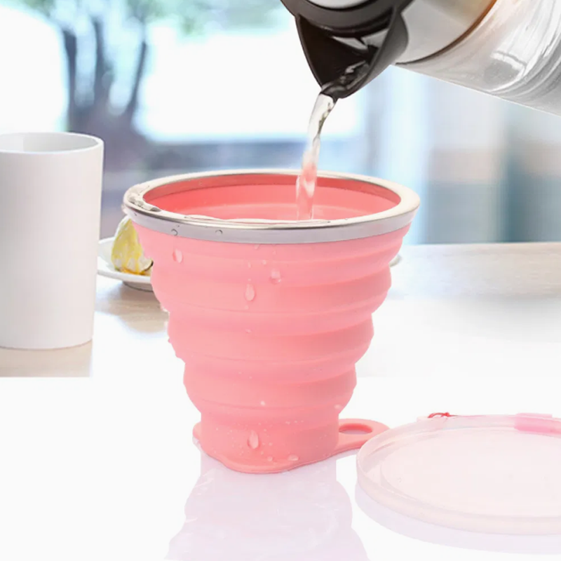Custom Logo Silicone Reusable Collapsible Coffee Cups for Travel Applications4