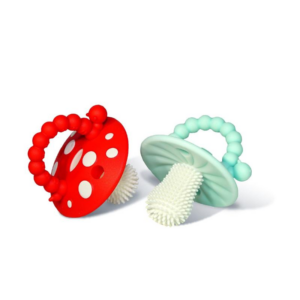 Custom BPA Free Chompy Mushroom Hand Held Silicone Teether for Infants Care Solution Suppliers1