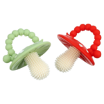 Custom BPA Free Chompy Mushroom Hand Held Silicone Teether for Infants Care Solution Suppliers3