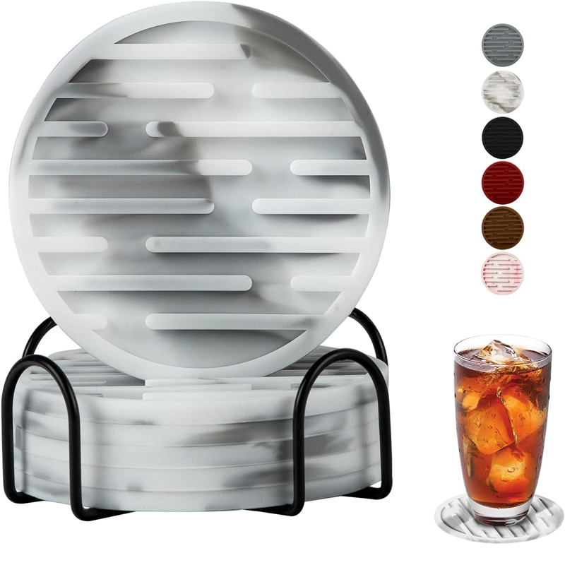 Customized Reusable Silicone Mat Coasters for Kitchen Drinks Set with Holder Suppliers1