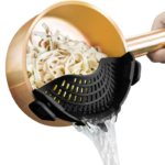 OEM Heat Resistant Silicone Pasta Strainer Colander with Clip-On for Pots and Pans for Kitchen Gadgets Factory3