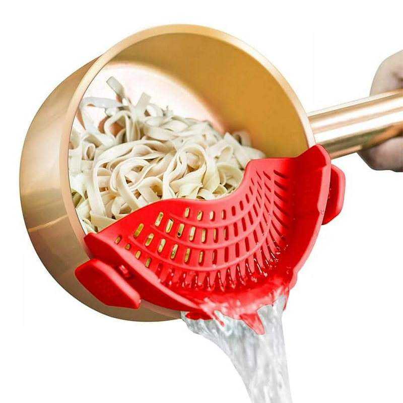 OEM Heat Resistant Silicone Pasta Strainer Colander with Clip-On for Pots and Pans for Kitchen Gadgets Factory4